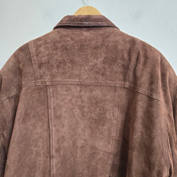 Weekends Mens Vintage 90s Brown Leather Suede Bomber Aviator Flight Jacket XL - Picture 8 of 12